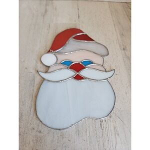 Santa Claus vintage stained glass hanging wall Xmas home decor unique